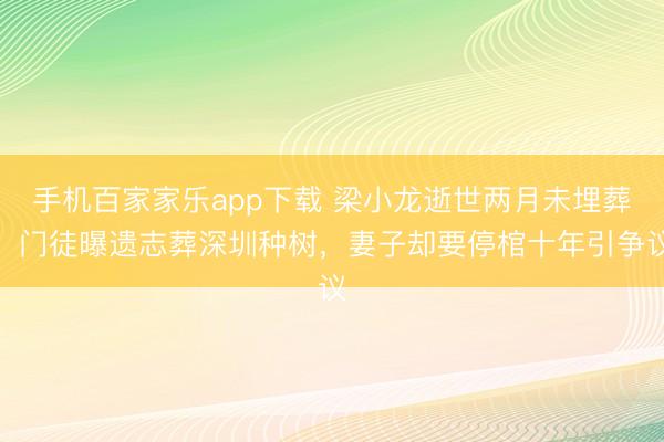 手機(jī)百家家樂app下載 梁小龍逝世兩月未埋葬！門徒曝遺志葬深
