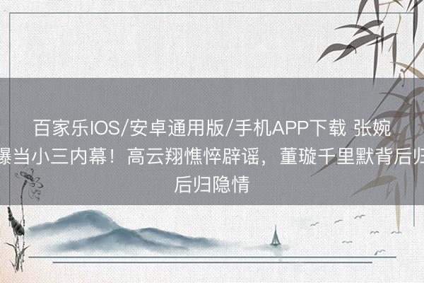 百家樂IOS/安卓通用版/手機(jī)APP下載 張婉婷自曝當(dāng)小三內(nèi)